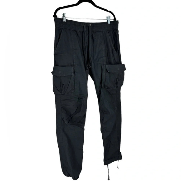 John Elliott BACK SATEEN CARGO PANTS black elastic waist size 1 small - Picture 7 of 8